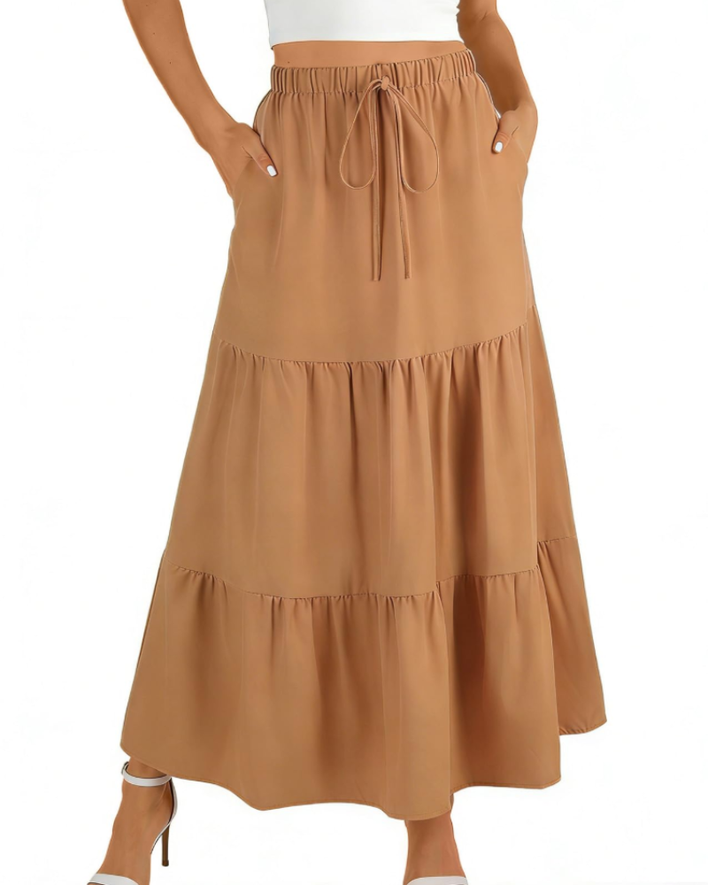 Gonna lunga svasata Grace Jupe Maxi da donna – con vita alta elastica e tasche