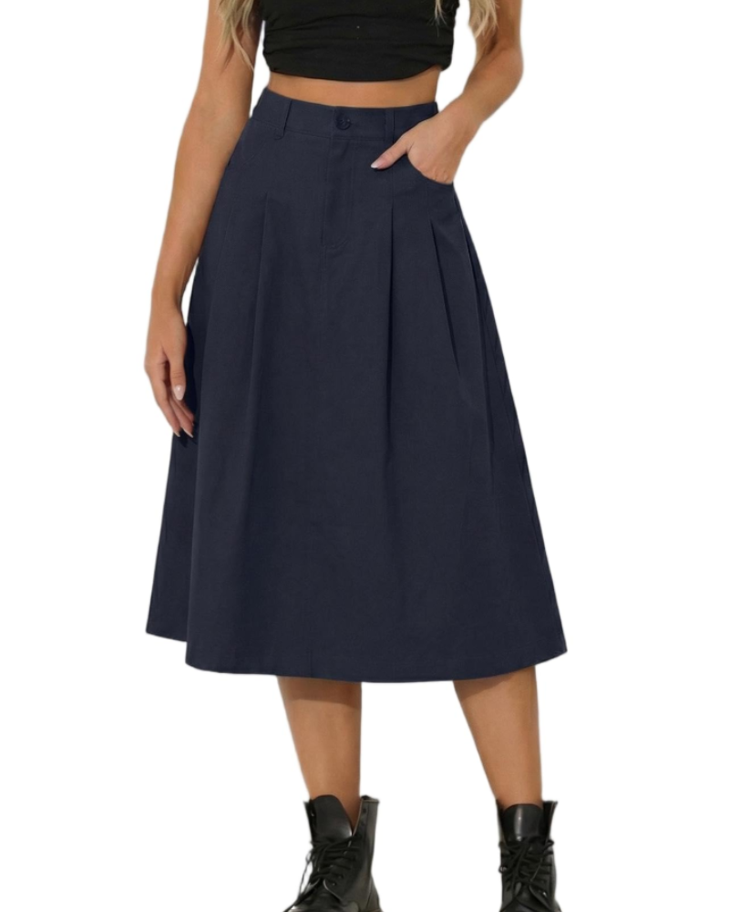 Gonna Midi Utility Rowan da Donna – Gonna a Vita Alta con Bottoni e Tasche