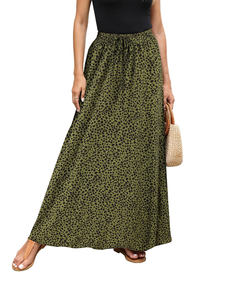 Gonna lunga floreale Marlowe Jupe da donna – Gonna bohemien lunga con vita elastica e coulisse