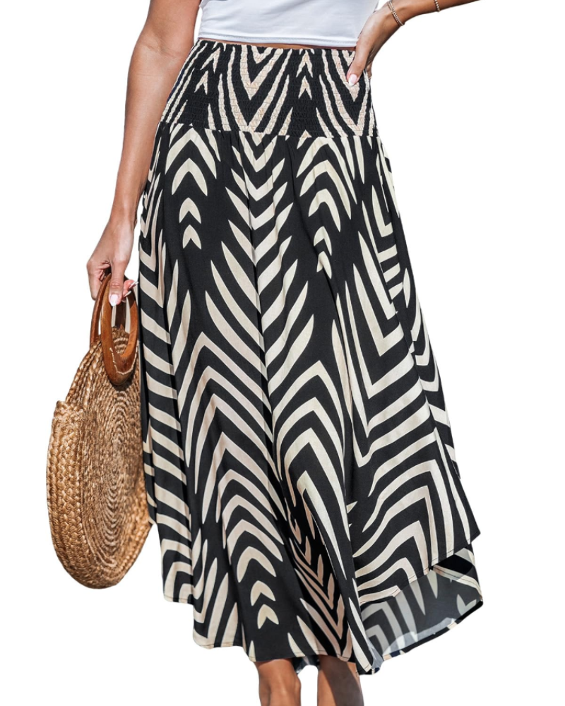 Briar Jupe Maxi Dame – Lang Boheme Nederdel i Viskose med Smocket Talje