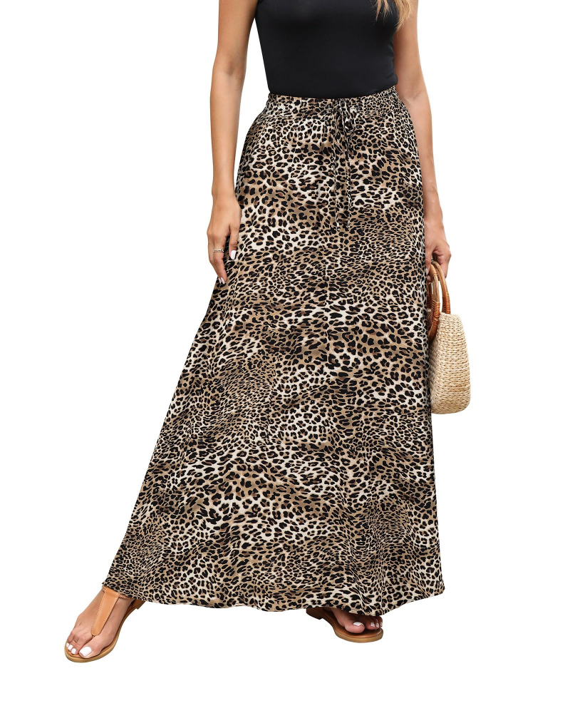 Gonna lunga floreale Marlowe Jupe da donna – Gonna bohemien lunga con vita elastica e coulisse