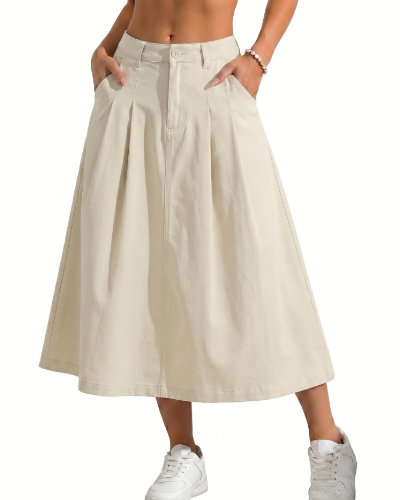 Gonna Midi Utility Rowan da Donna – Gonna a Vita Alta con Bottoni e Tasche
