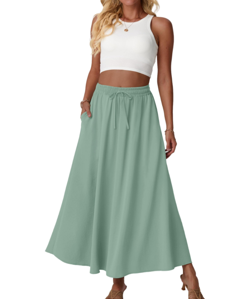 Gonna lunga a trapezio a vita alta con tasche Maeve Jupe Maxi Fleurie da donna