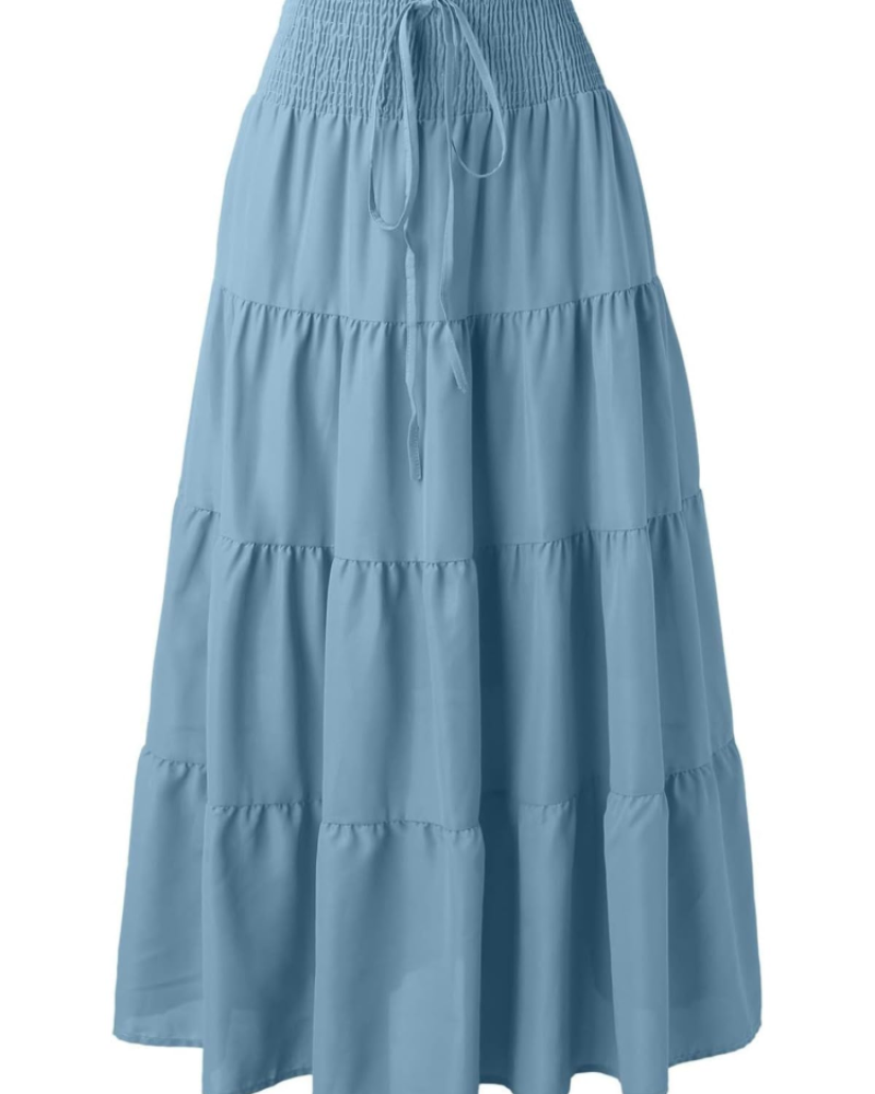 Sukienka maxi Amelia Femme 2 w 1 – rozkloszowana sukienka boho z elastyczną talią i dekoltem halter