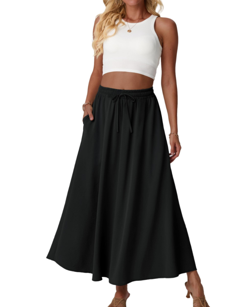 Gonna lunga a trapezio a vita alta con tasche Maeve Jupe Maxi Fleurie da donna