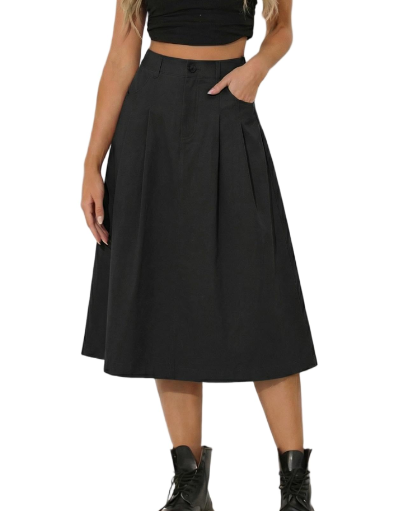 Gonna Midi Utility Rowan da Donna – Gonna a Vita Alta con Bottoni e Tasche