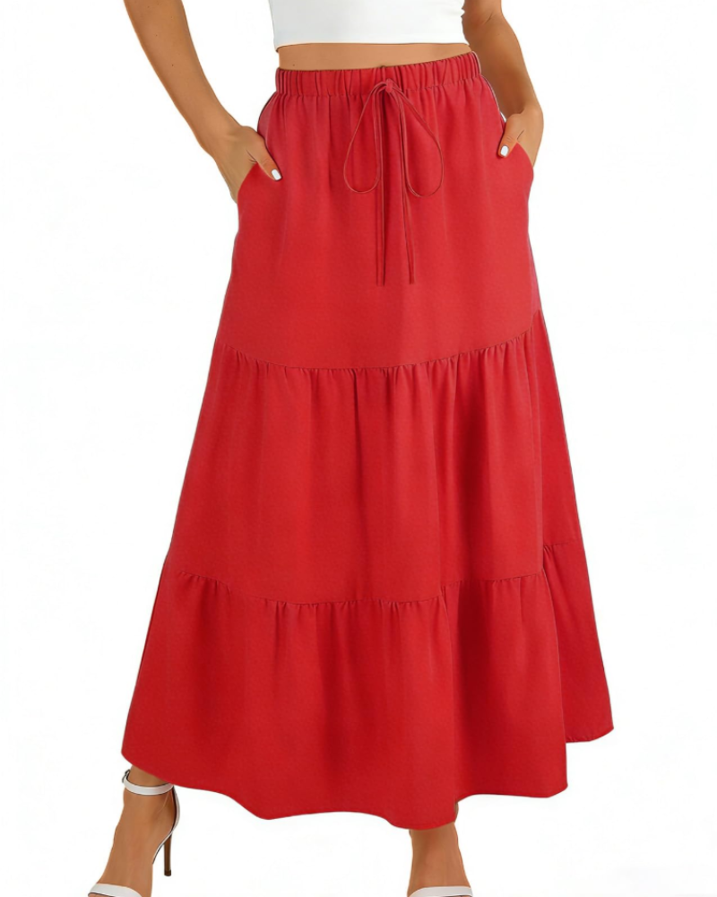 Gonna lunga svasata Grace Jupe Maxi da donna – con vita alta elastica e tasche