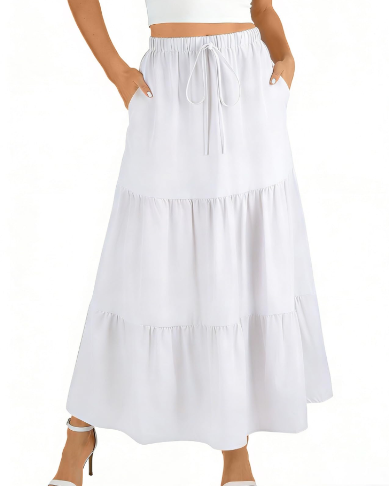 Gonna lunga svasata Grace Jupe Maxi da donna – con vita alta elastica e tasche
