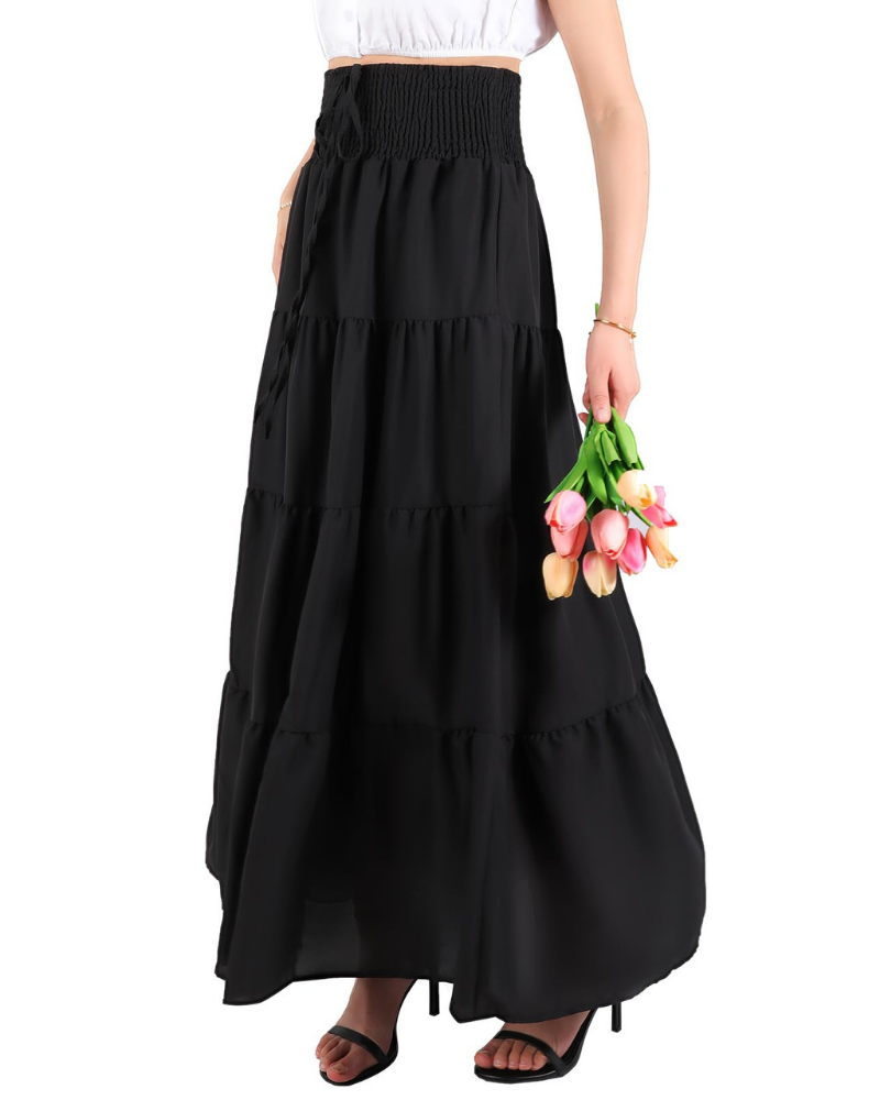 Zoe Jupe Maxi Damen 2-in-1 – Langer Chiffonrock oder Bustierkleid mit elastischem Bund