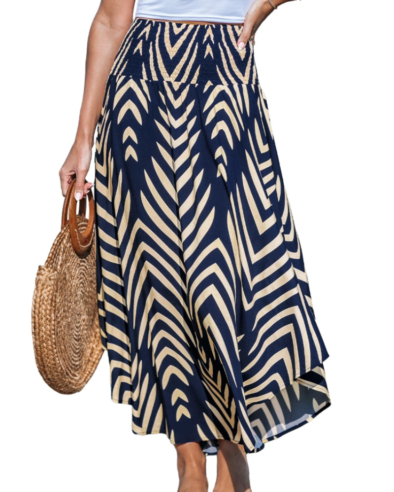 Briar Jupe Maxi Dame – Lang Boheme Nederdel i Viskose med Smocket Talje