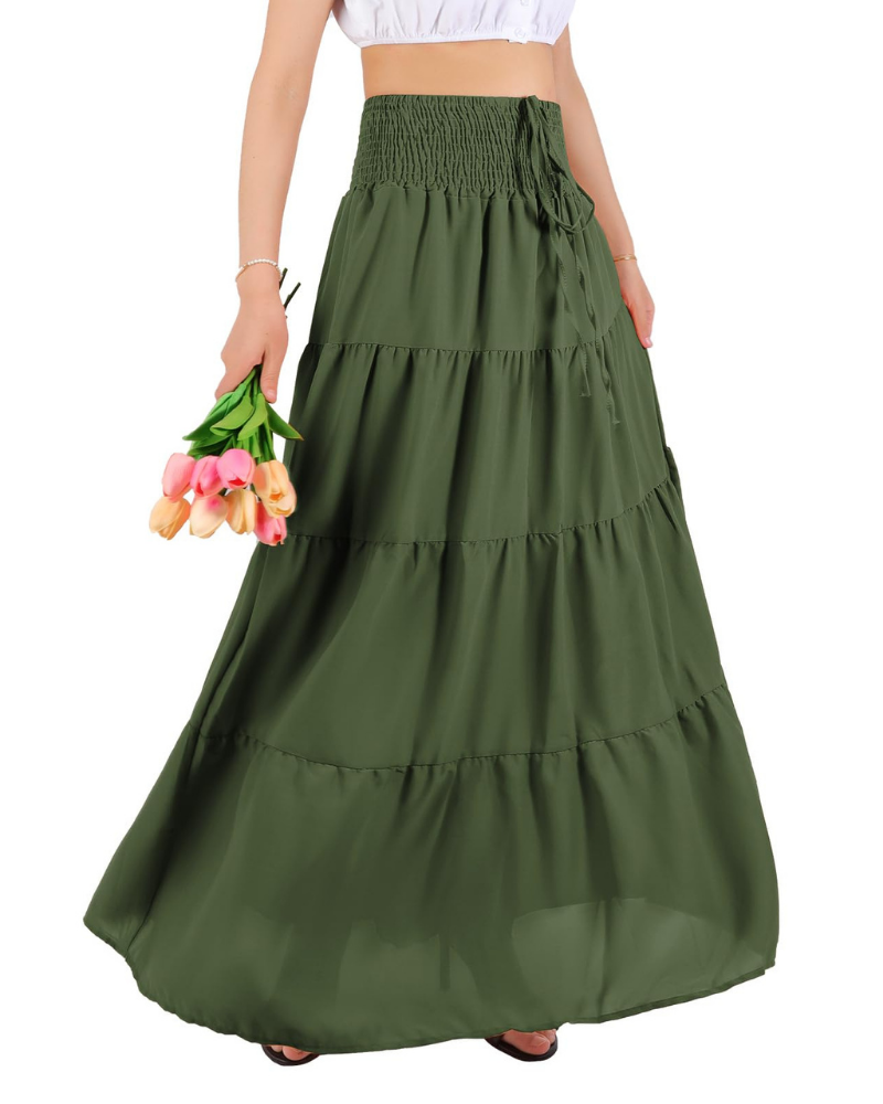 Zoe Jupe Maxi Damen 2-in-1 – Langer Chiffonrock oder Bustierkleid mit elastischem Bund