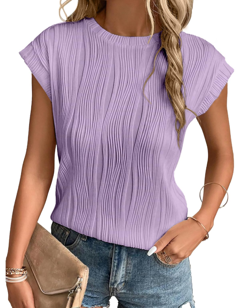 Γυναικείο T-Shirt Zuri – Τοπ από Υφασμάτινη Πλέξη με Μανίκια Νυχτερίδας & Χαλαρή Κοπή, Κομψό