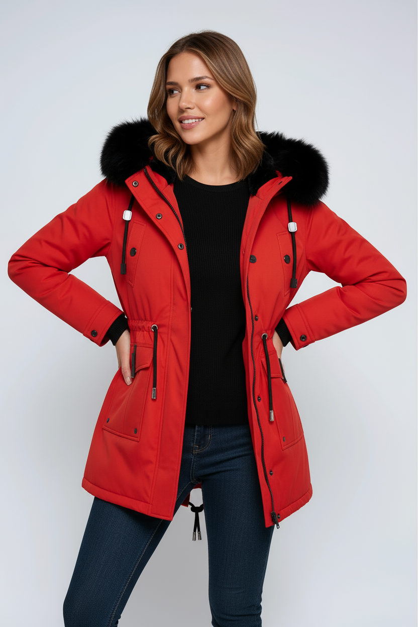 Leonor Damen Winterparka – Kapuze mit Kunstpelzkragen & Verstellbare Taille