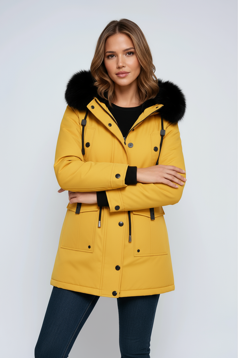 Leonor Damen Winterparka – Kapuze mit Kunstpelzkragen & Verstellbare Taille