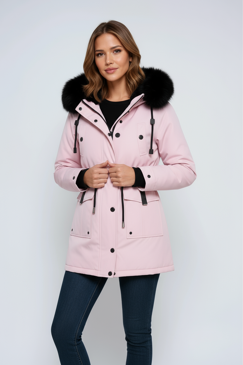 Leonor Damen Winterparka – Kapuze mit Kunstpelzkragen & Verstellbare Taille