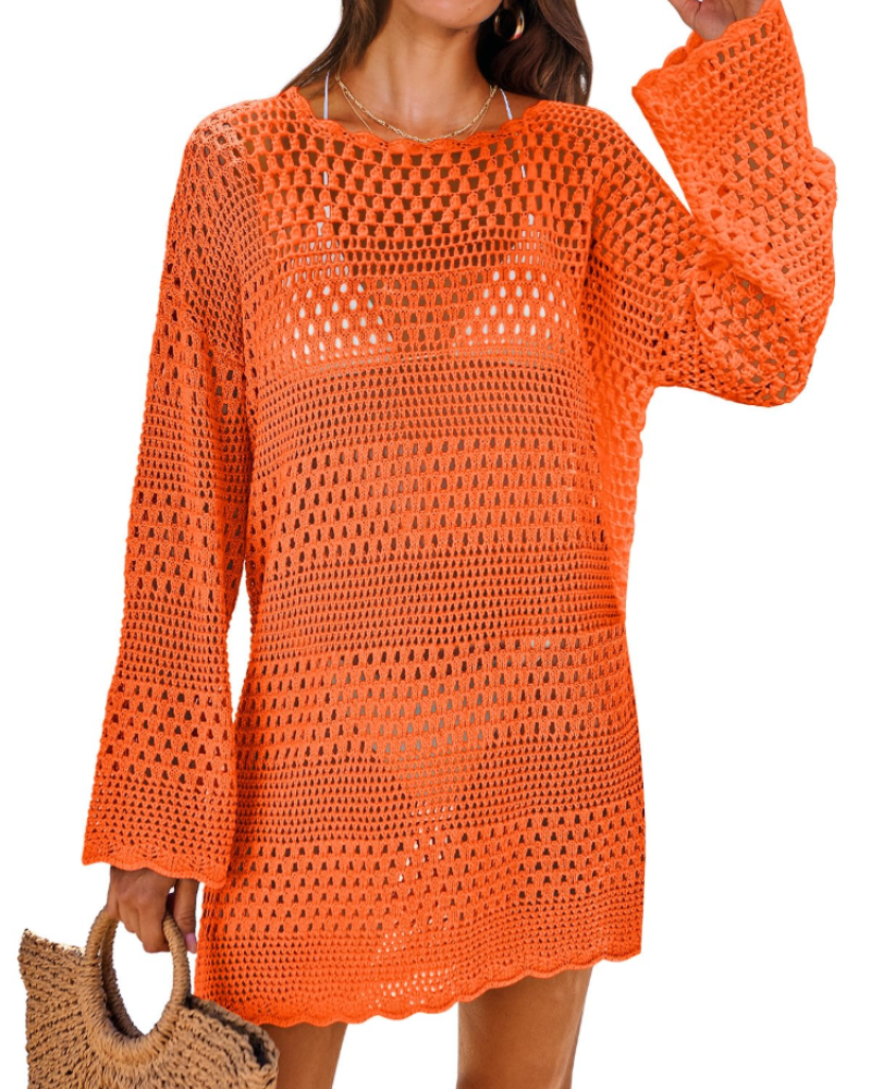 Vianney Rochie de Plajă Damă – Rochie Croșetată Transparentă, Cover-Up din Plasă Elegant pentru Vară