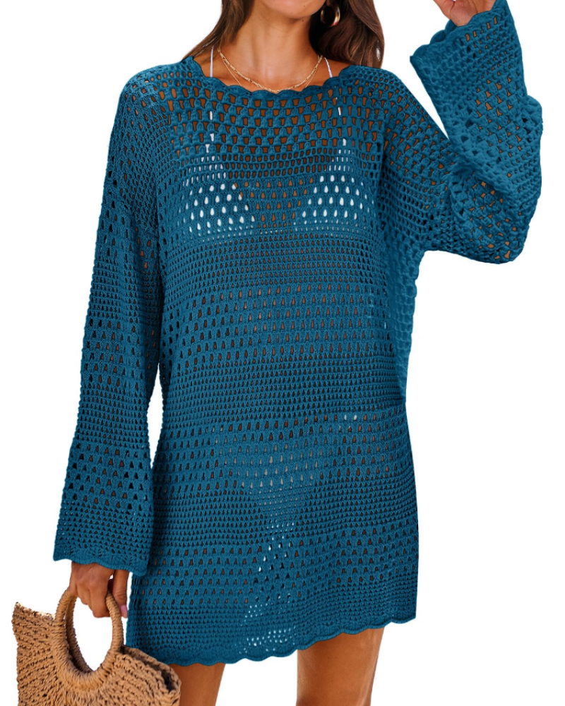 Vianney Rochie de Plajă Damă – Rochie Croșetată Transparentă, Cover-Up din Plasă Elegant pentru Vară