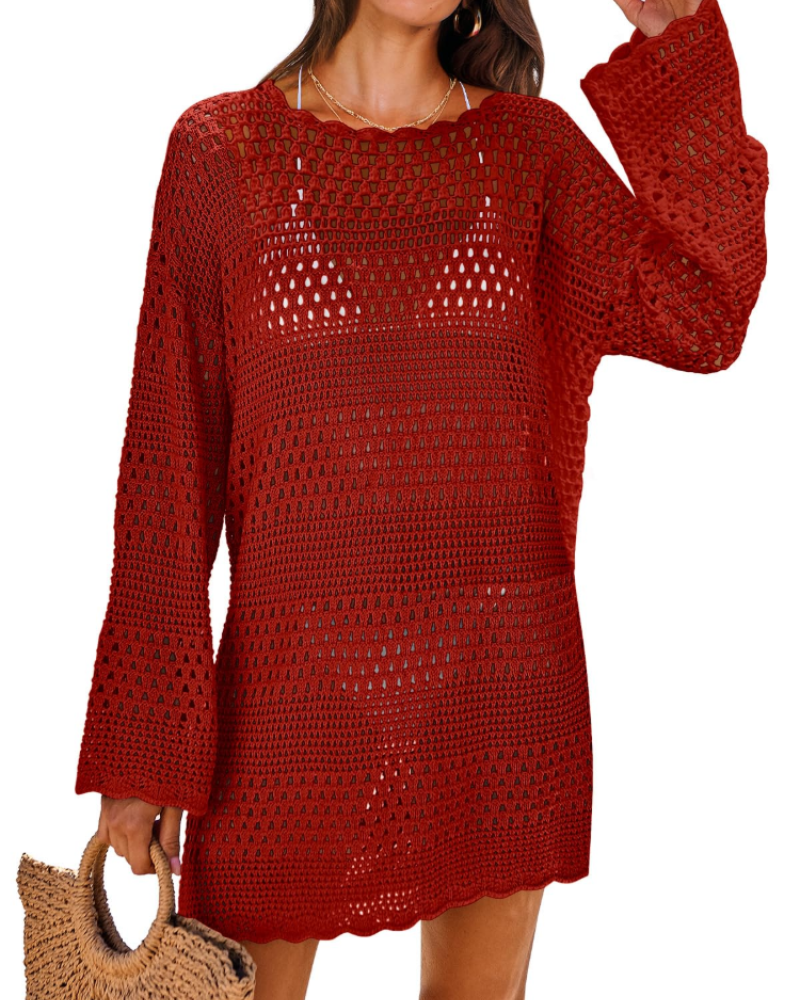 Vianney Rochie de Plajă Damă – Rochie Croșetată Transparentă, Cover-Up din Plasă Elegant pentru Vară