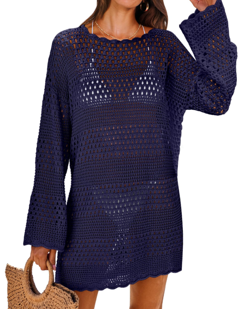 Vianney Rochie de Plajă Damă – Rochie Croșetată Transparentă, Cover-Up din Plasă Elegant pentru Vară