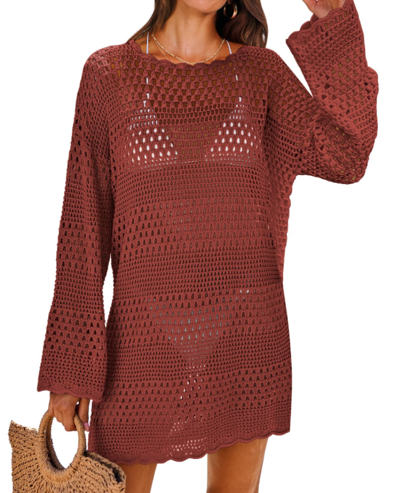 Vianney Rochie de Plajă Damă – Rochie Croșetată Transparentă, Cover-Up din Plasă Elegant pentru Vară