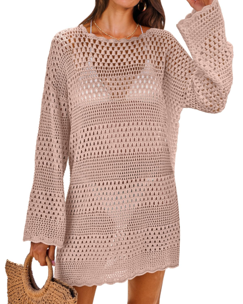 Vianney Rochie de Plajă Damă – Rochie Croșetată Transparentă, Cover-Up din Plasă Elegant pentru Vară