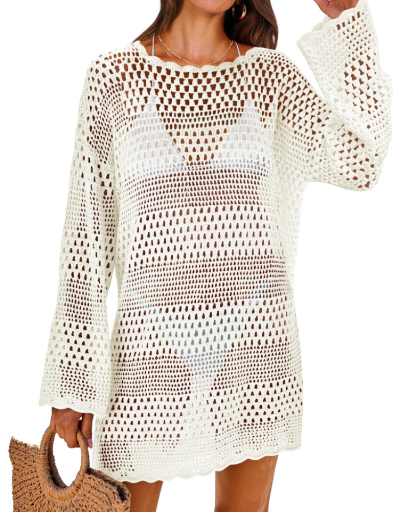 Vianney Rochie de Plajă Damă – Rochie Croșetată Transparentă, Cover-Up din Plasă Elegant pentru Vară