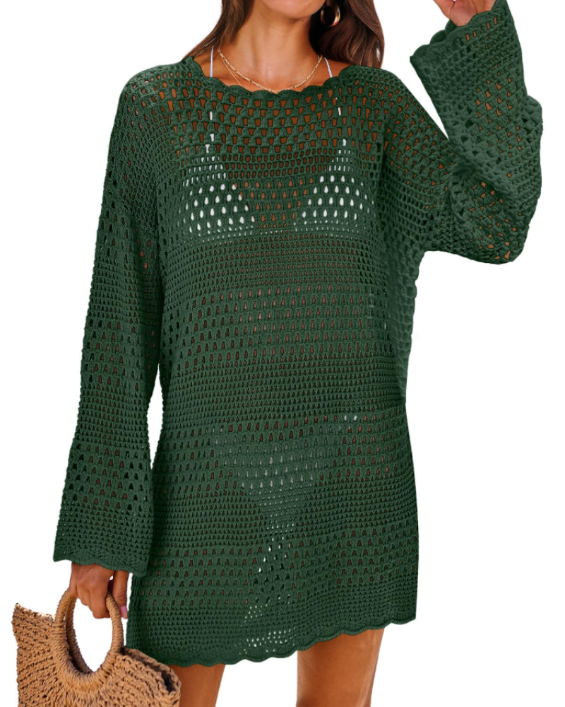 Vianney Rochie de Plajă Damă – Rochie Croșetată Transparentă, Cover-Up din Plasă Elegant pentru Vară