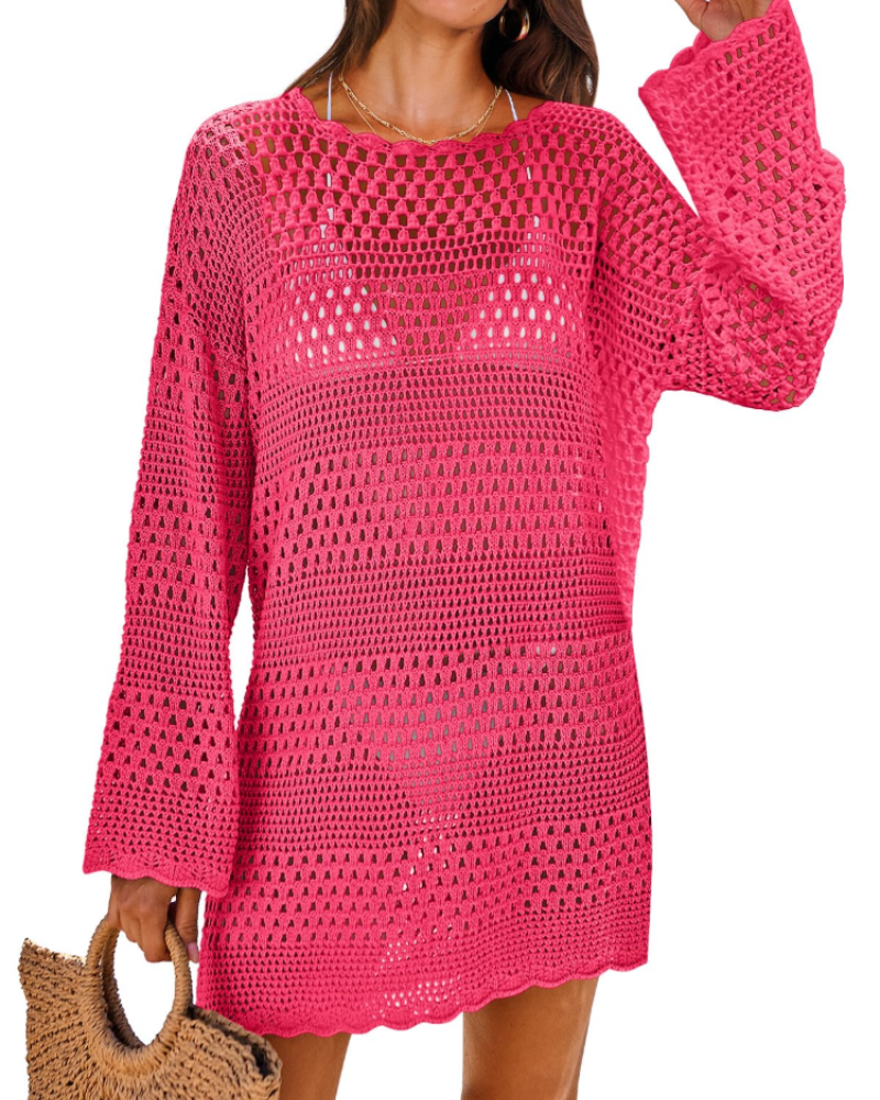 Vianney Rochie de Plajă Damă – Rochie Croșetată Transparentă, Cover-Up din Plasă Elegant pentru Vară
