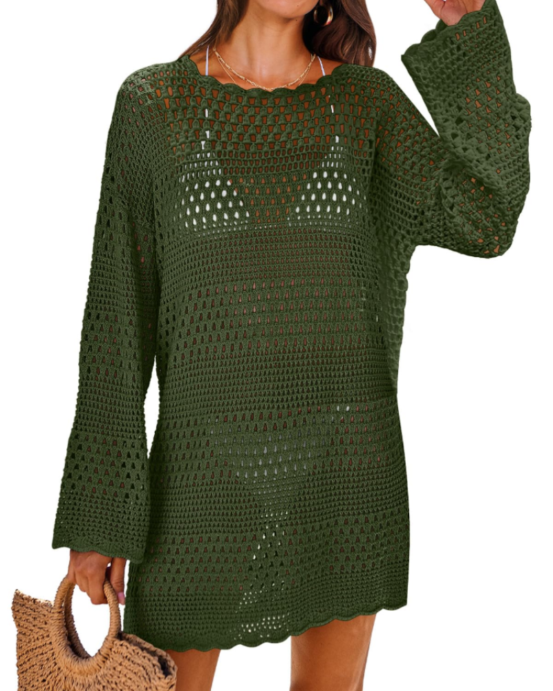 Vianney Rochie de Plajă Damă – Rochie Croșetată Transparentă, Cover-Up din Plasă Elegant pentru Vară