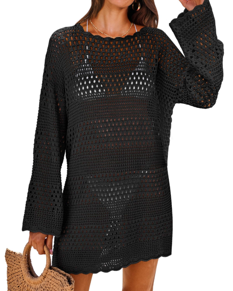 Vianney Rochie de Plajă Damă – Rochie Croșetată Transparentă, Cover-Up din Plasă Elegant pentru Vară