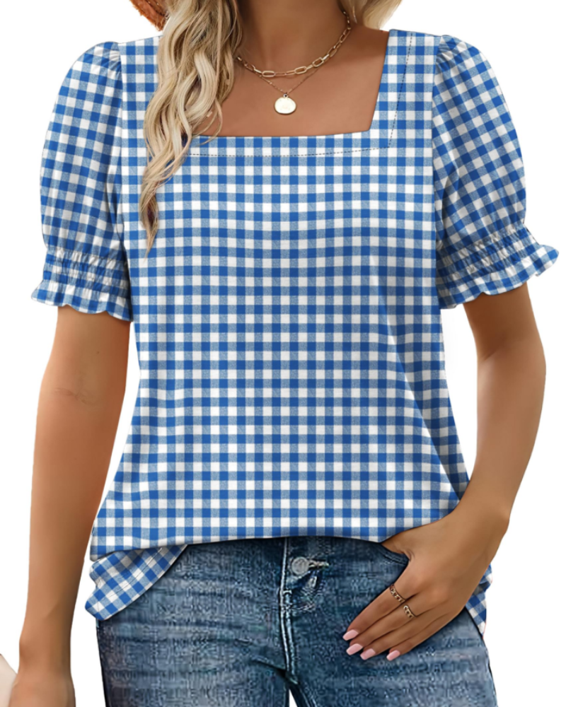 Vira Top Femme – tričko s hranatým výstřihem a volánovými rukávy, elegantní letní střih