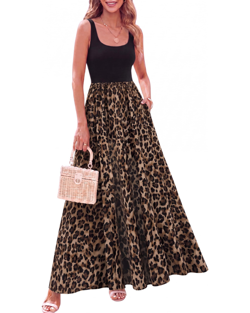Sophia Floral Maxi Dress for Women – Sleeveless Bohemian A-Line Dress