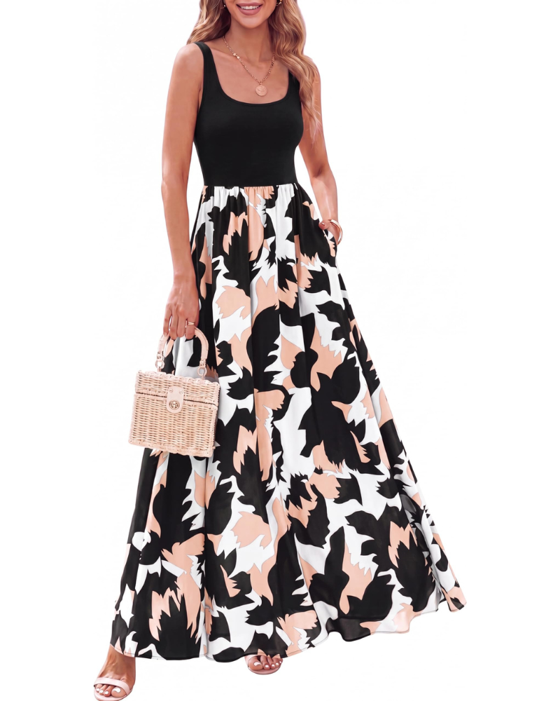 Sophia Floral Maxi Dress for Women – Sleeveless Bohemian A-Line Dress