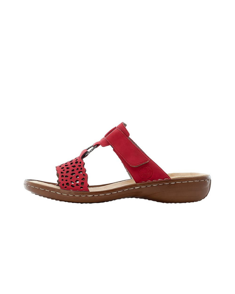 Reese Mules Femme – Mules Rouges en Similicuir avec Bride Décorative & Semelle Confort
