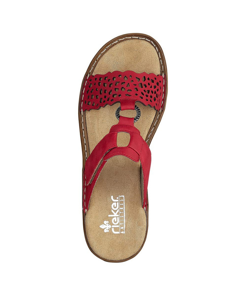 Reese Mules Femme – Mules Rouges en Similicuir avec Bride Décorative & Semelle Confort