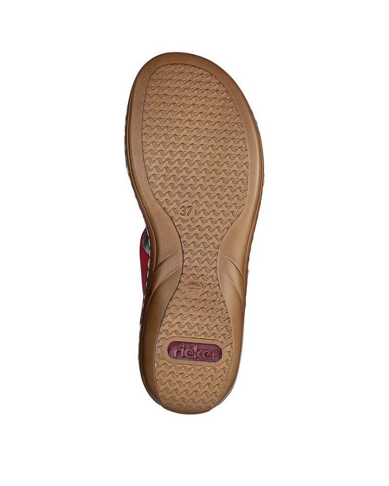 Reese Mules Femme – Mules Rouges en Similicuir avec Bride Décorative & Semelle Confort