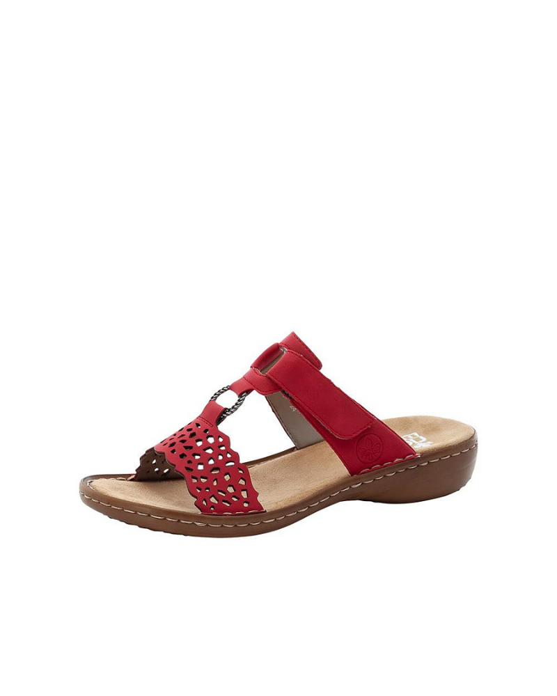 Reese Mules Femme – Mules Rouges en Similicuir avec Bride Décorative & Semelle Confort