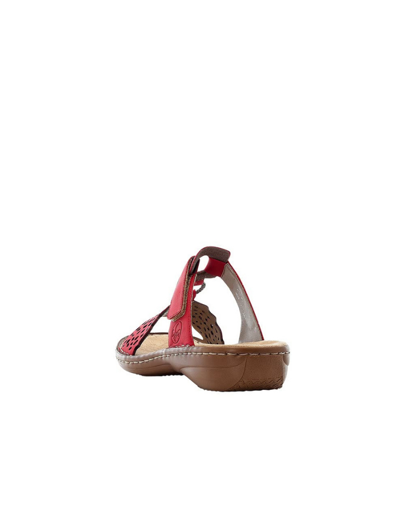 Reese Mules Femme – Mules Rouges en Similicuir avec Bride Décorative & Semelle Confort