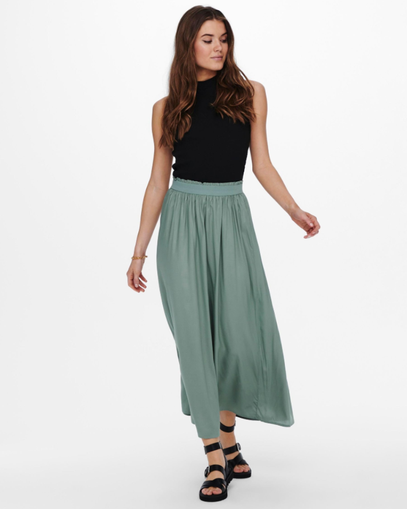 Isla Jupe Maxi Dames – Lange Geplooide Rok van Zachte Viscose in Elegante Stijl
