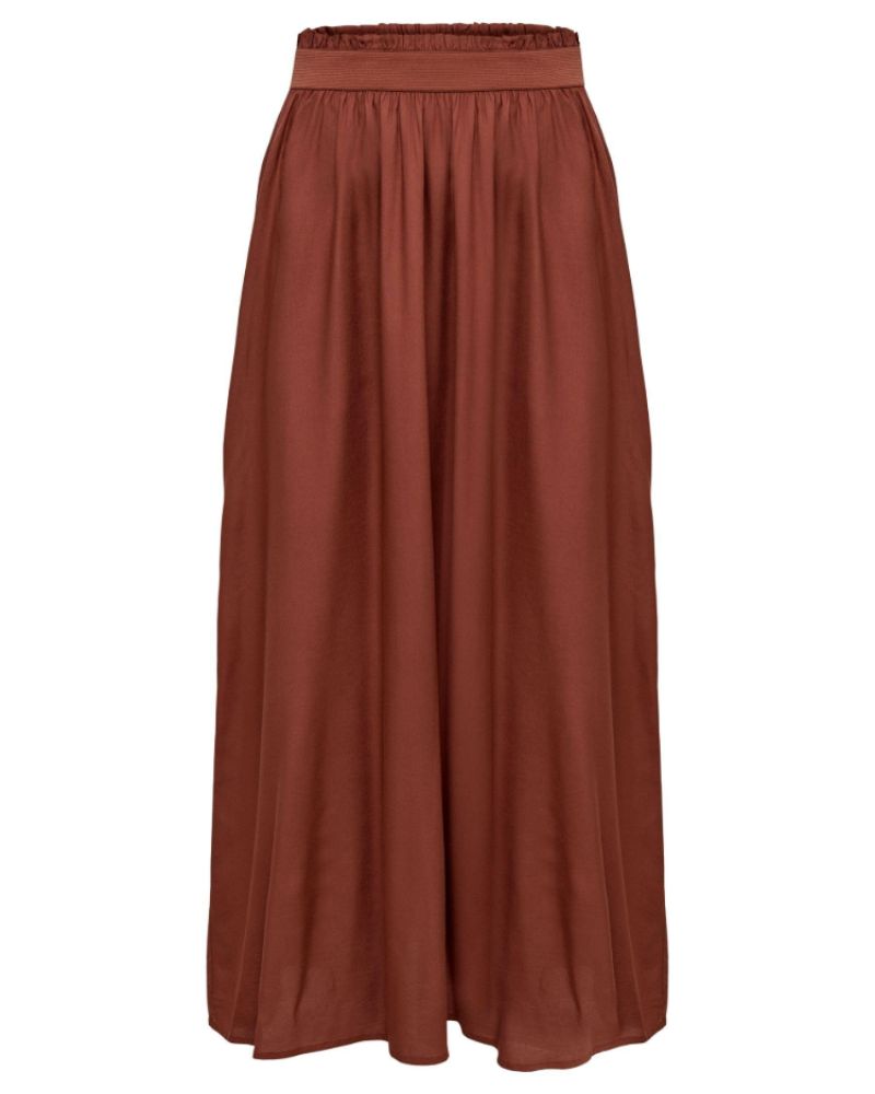 Isla Jupe Maxi Dames – Lange Geplooide Rok van Zachte Viscose in Elegante Stijl