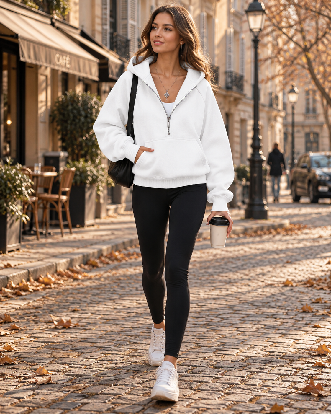 Marcie Damen-Hoodie – halber Reißverschluss, weiches Fleece und lässiger Schnitt