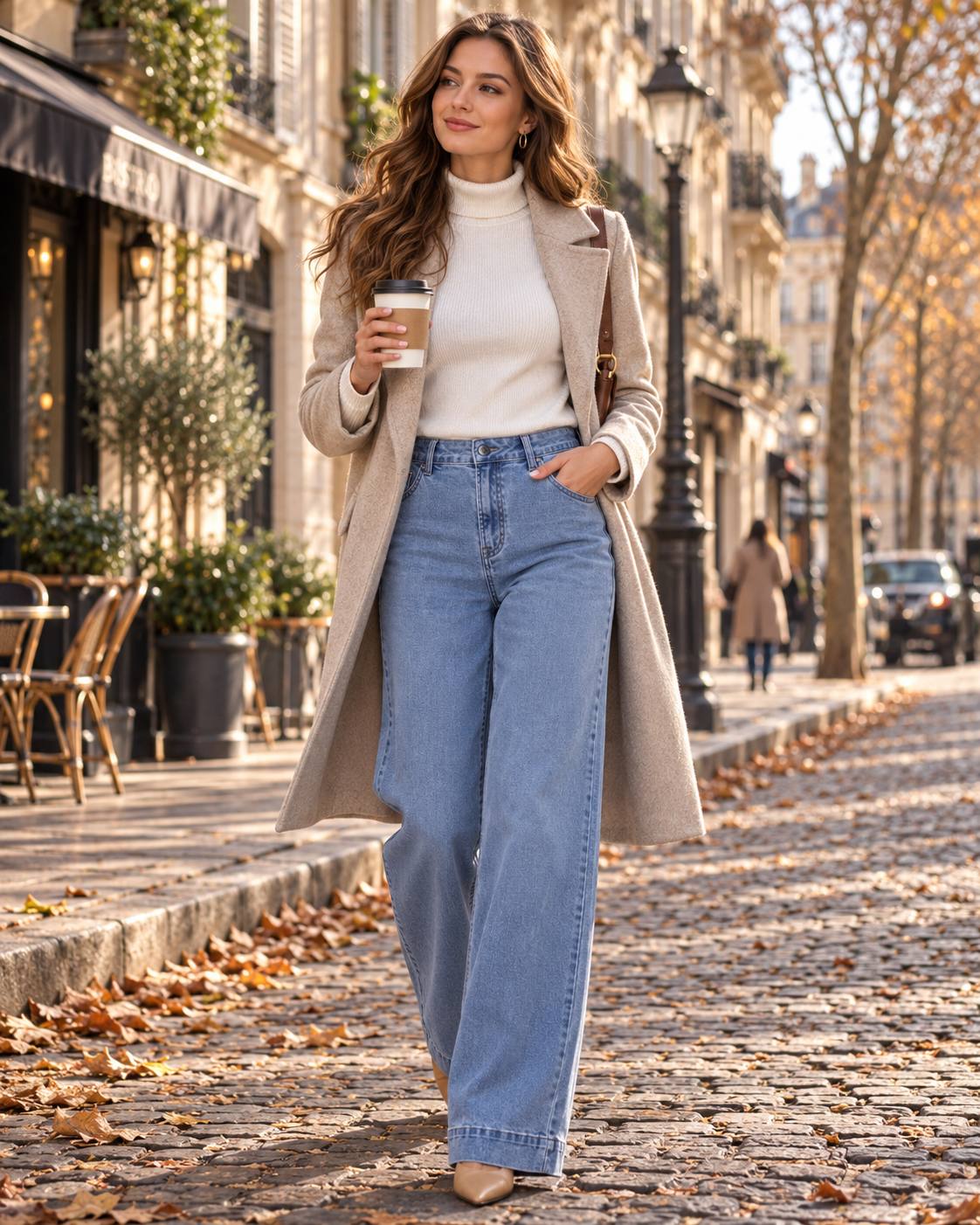 Dámske široké džínsy Rosamie – vysoký pás, elastický denim a 5 vreciek