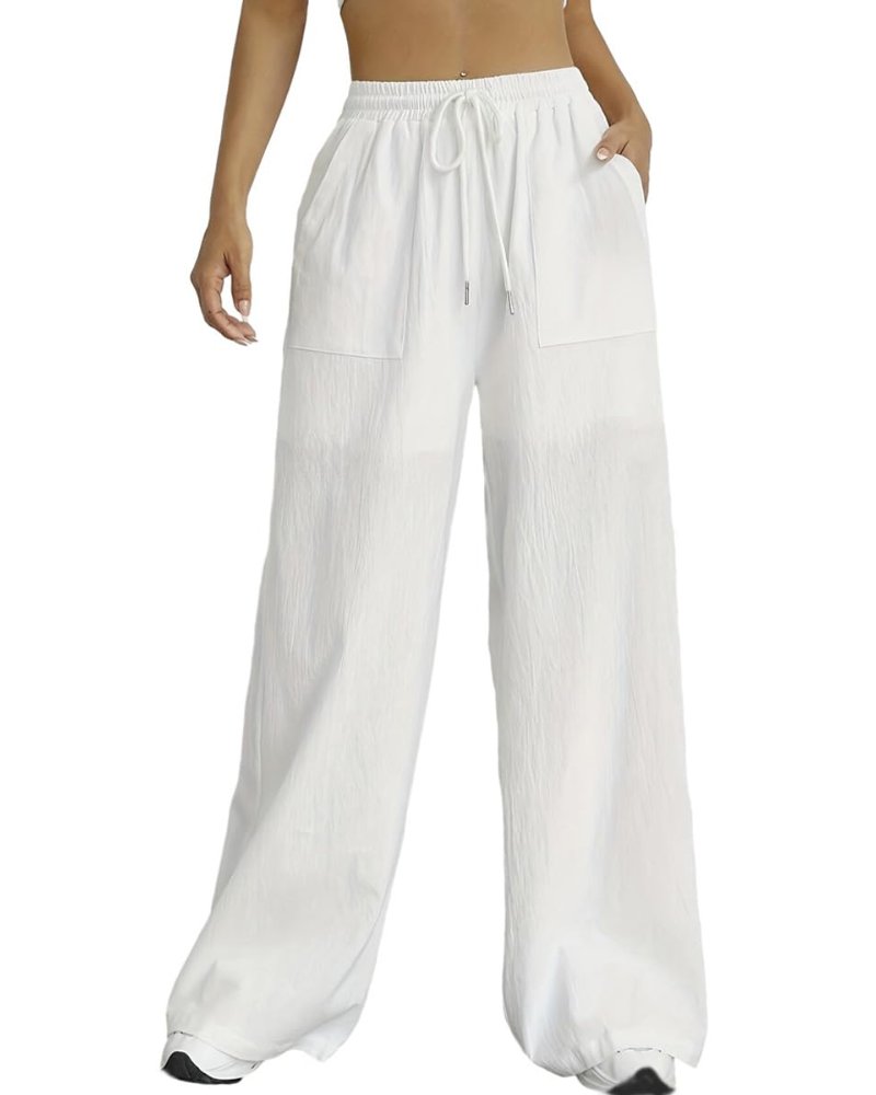 Merryn Damen-Palazzohose – High-Waist mit Kordelzug, weiter Schnitt und Taschen