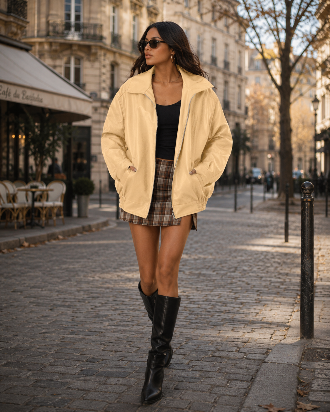 Women's Friar Faux Leather Jacket – Oversized Fit, Wide Collar, Zip-Up & Pockets