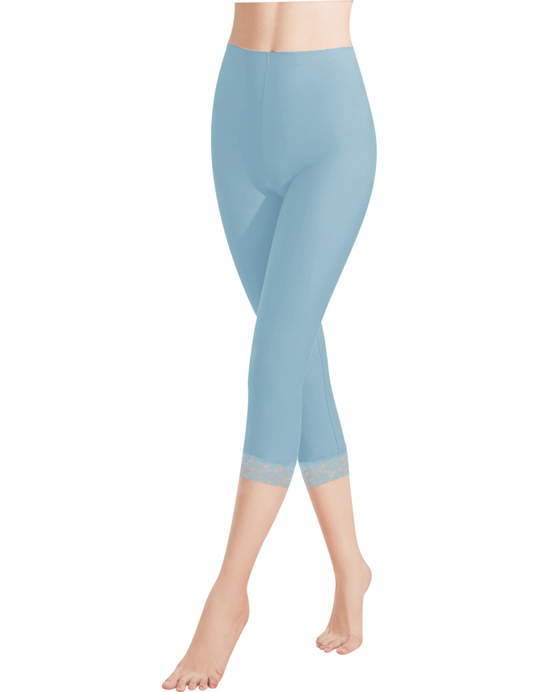Leggings capri da donna Sabine – Cotone, vita alta, pizzo e taglio 3/4 elasticizzato