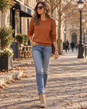 Etta Pull Femme en Maille Ajourée – Col Rond, Manches Longues, Coupe Décontractée