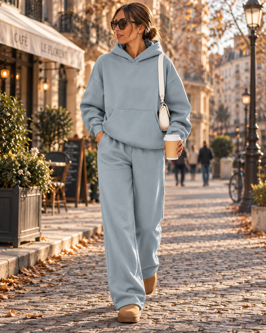 Conjunto Marnie para Mulher de 2 Peças – Sweatshirt Oversize com Capuz e Calças Largas com Bolsos