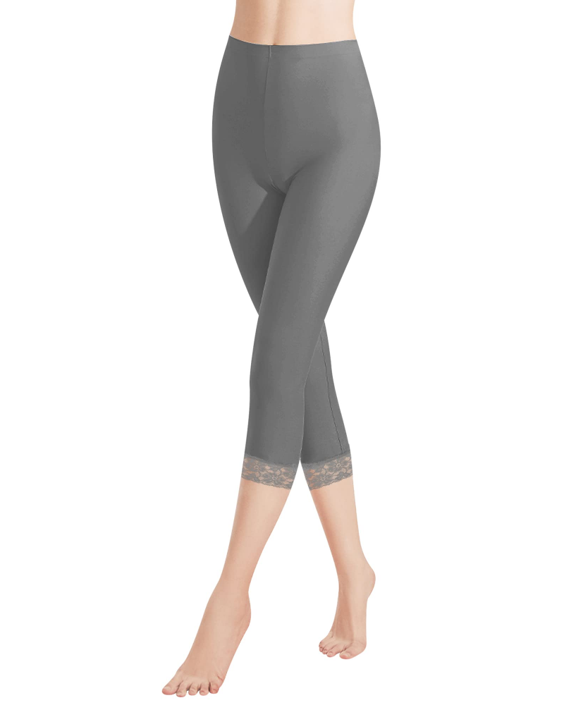 Leggings capri da donna Sabine – Cotone, vita alta, pizzo e taglio 3/4 elasticizzato