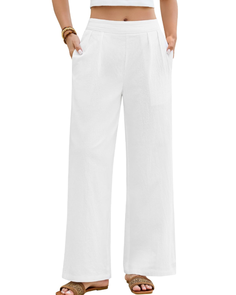 Marlowe Women's Plus-Size Trousers – Lightweight Cotton, Elasticated High Waist & Pockets