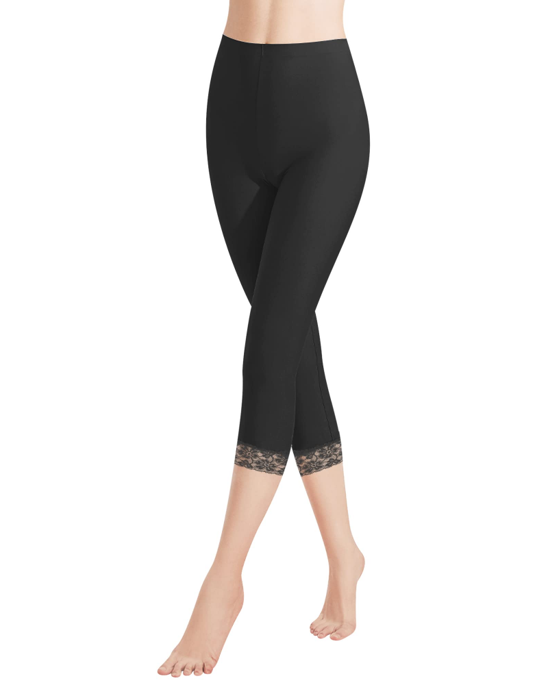 Leggings capri da donna Sabine – Cotone, vita alta, pizzo e taglio 3/4 elasticizzato